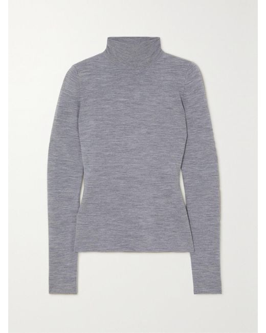 Gabriela Hearst Gray May Wool, Cashmere And Silk-Blend Turtleneck Sweater