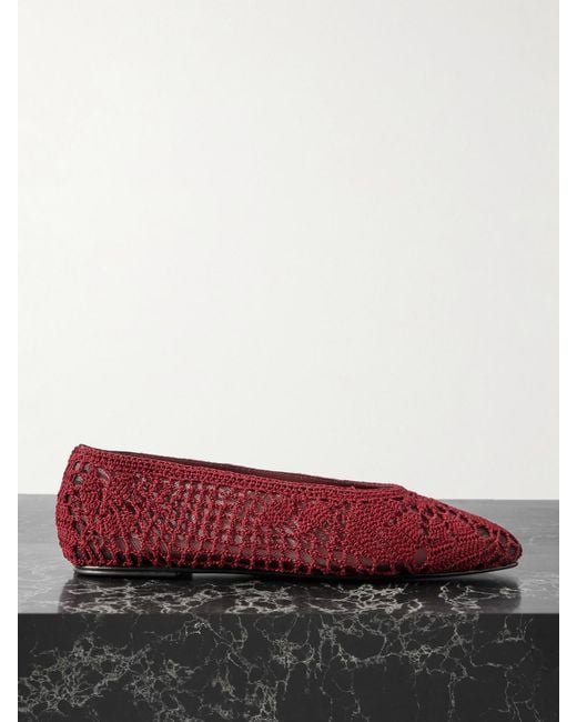 Magda Butrym Red Crocheted Ballet Flats