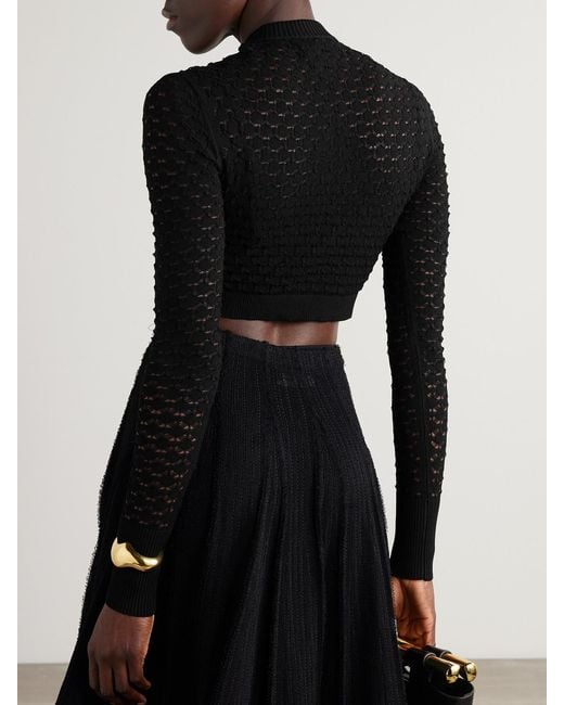 Lanvin Black Cropped Open-Knit Cardigan