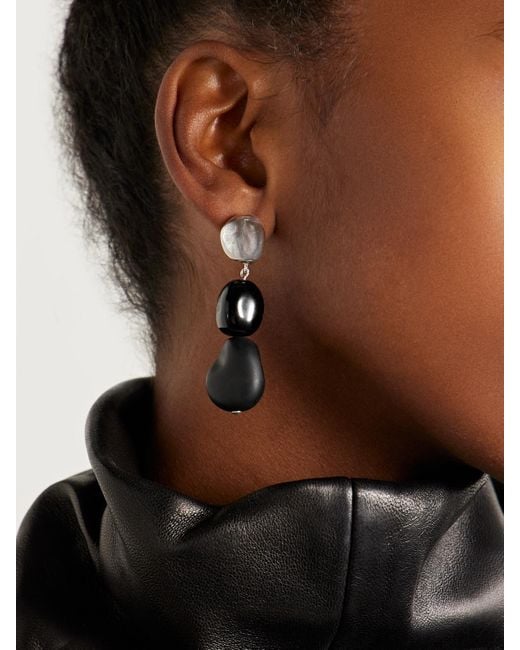 Agmes White Ada Sterling Onyx Earrings