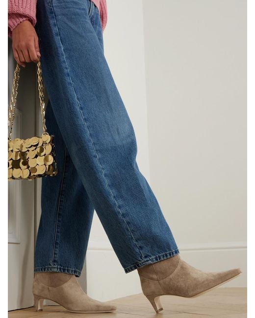 Staud Natural Western Wally Suede Ankle Boots