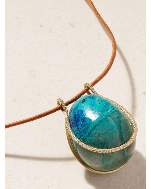 Marisa Klass Blue 18-Karat, Diamond And Chrysocolla Necklace