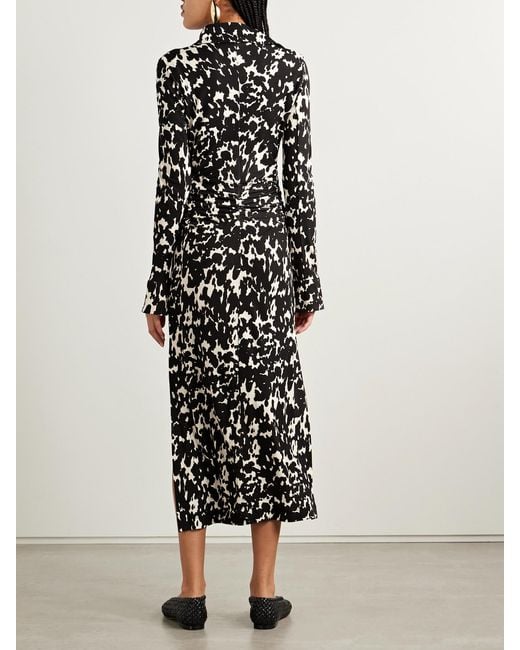 Altuzarra Claudia Ruched Printed Crepe-Jersey Midi Dress in White | Lyst