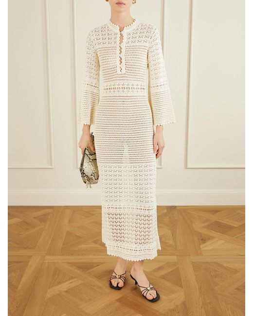 Eres Natural Madone Open-Knit Maxi Dress