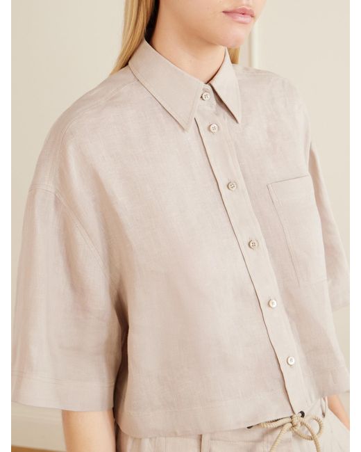 Brunello Cucinelli Natural Cropped Cotton Shirt
