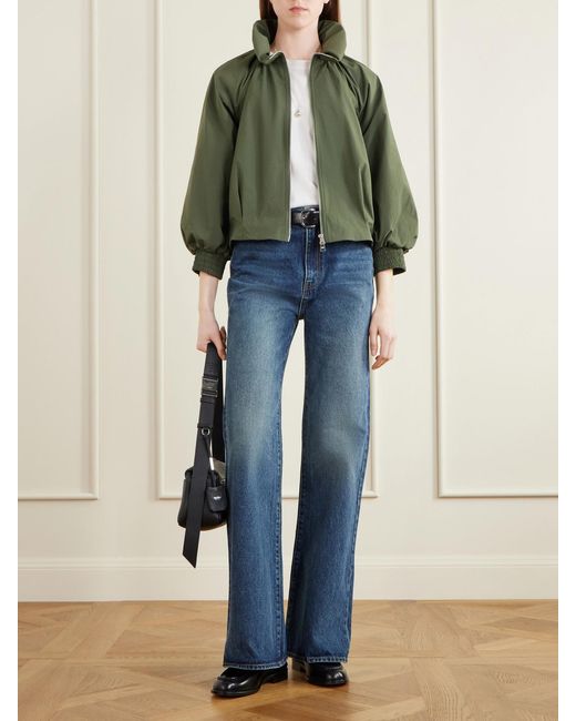 Veronica Beard Green Circe Faille Bomber Jacket