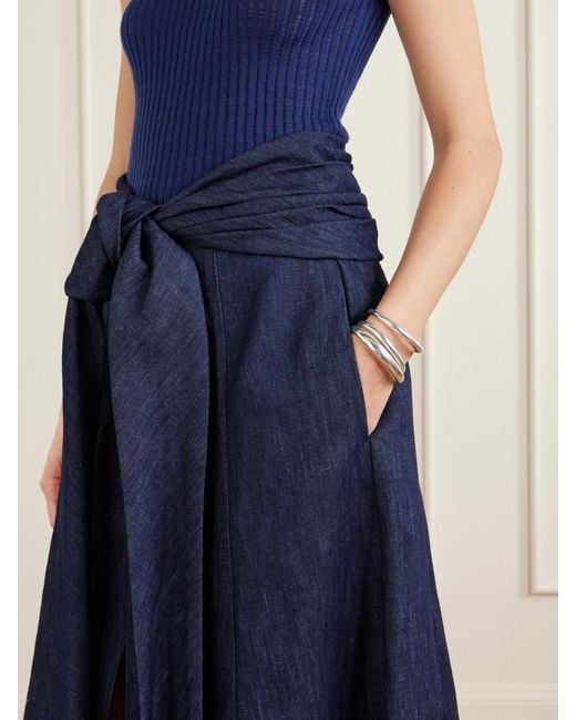 Gabriela Hearst Blue Zivan Cotton And Linen-Blend Maxi Skirt