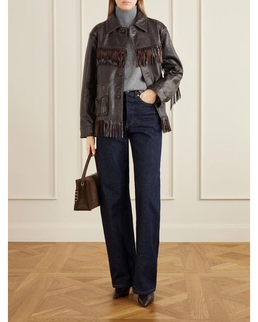 Polo Ralph Lauren Brown Fringed Leather Jacket