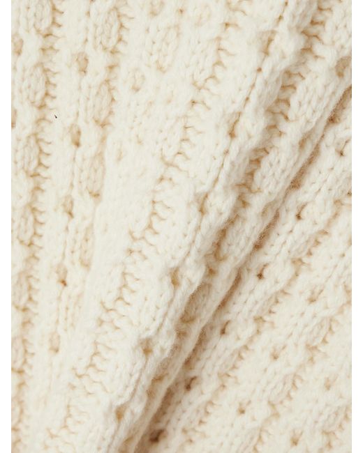 Alaïa Natural Oversized Belted Ribbed Wool Turtleneck Sweater Vest