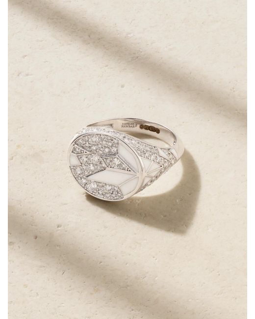 L'Atelier Nawbar Natural The Fragments Ring Aus 18 Karat Weißgold Mit Diamanten Und Emaille