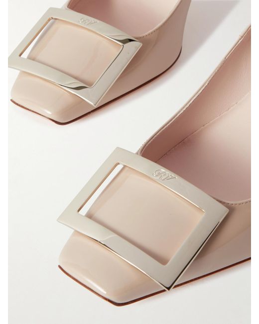 Roger Vivier Natural Belle Vivier Trompette 70 Buckled Patent-Leather Pumps