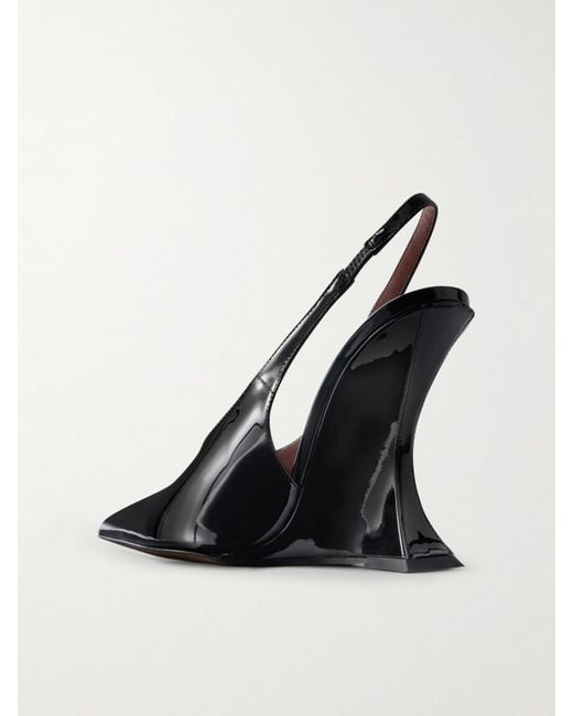 Paris Texas Black Nina 105 Patent-Leather Slingback Pumps