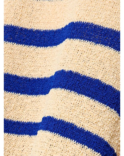 Proenza Schouler Blue Yves Asymmetric Fringed Striped Knitted Maxi Skirt