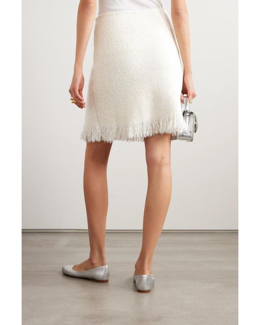 Chloé Natural Frayed Wool-Blend Bouclé Mini Skirt