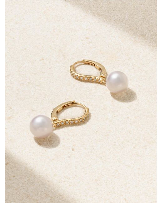 Mikimoto Natural 18-Karat, Diamond And Pearl Earrings