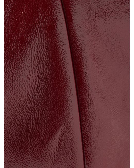 Khaite Red Olivia Medium Crinkled Patent-Leather Tote