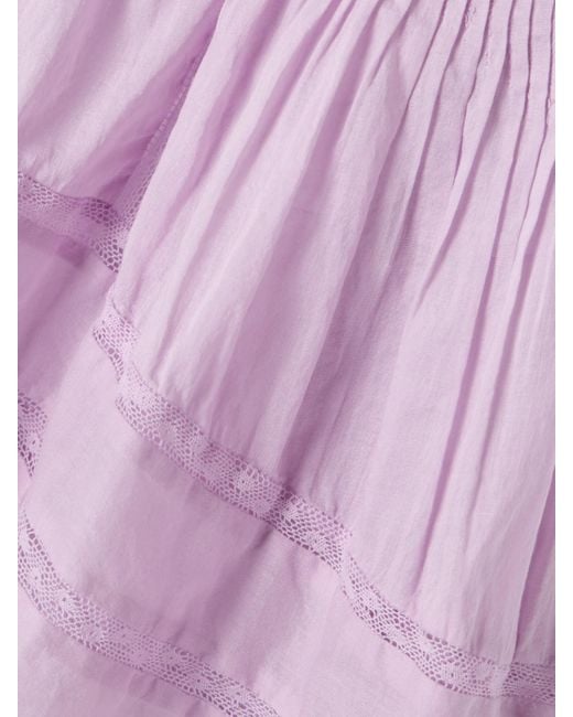 Isabel Marant Purple Giuliani Minirock Aus Baumwoll-Voile Mit Biesen Und Häkeleinsätzen
