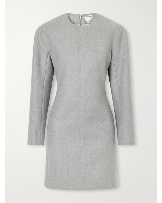 Bottega Veneta Gray Wool Knee-Length Dress