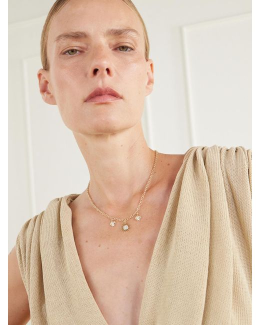 Sydney Evan Natural Sunburst 14-Karat Diamond Necklace