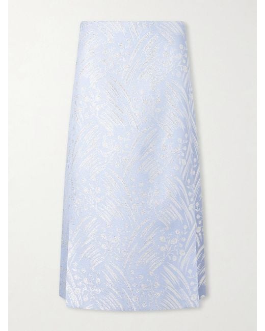 Tory Burch White Metallic Jacquard-Knit Midi Skirt