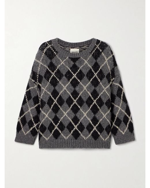 Khaite Black Colt Argyle Cashmere-Jacquard Sweater