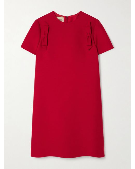Valentino Garavani Red Minikleid Aus Einer Woll-Seidenmischung Mit Schleifen