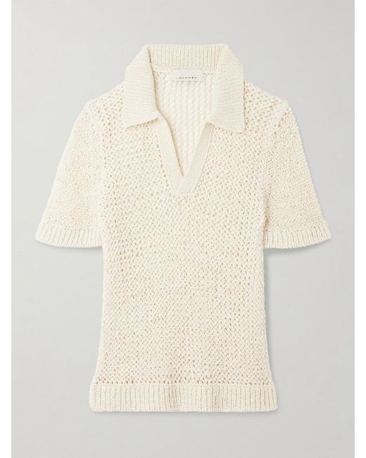 LIBEROWE Natural Open-Knit Polo Sweater