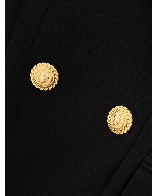Balmain Black Minikleid Aus Baumwoll-Twill Mit Zierknöpfen