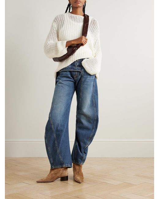 Jean Paul Gaultier Blue Hoch Sitzende Jeans Mit Weitem Bein Und Riemen