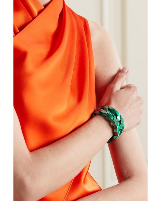 Sabbadini Green Soho Titanium, Tsavorite And Garnet Cuff