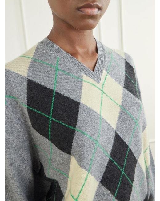 RÙADH Gray The Academy Checked Cashmere Sweater
