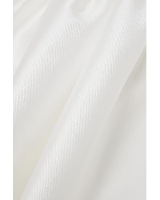 Solace London White Alda Satin-twill And Crepe Peplum Gown