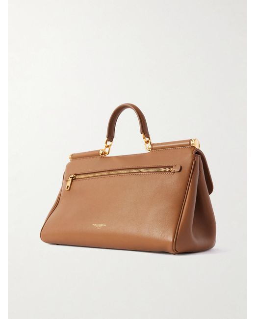 Dolce & Gabbana Brown My Sicily Schultertasche Aus Leder