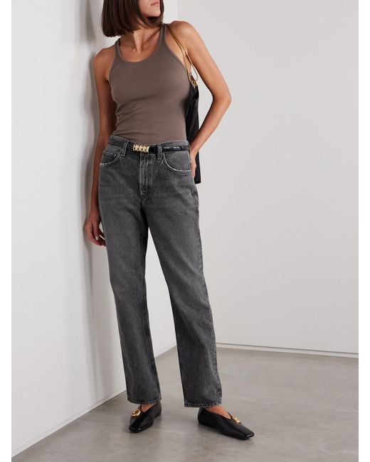 Agolde Gray Valen Mid-Rise Straight-Leg Jeans