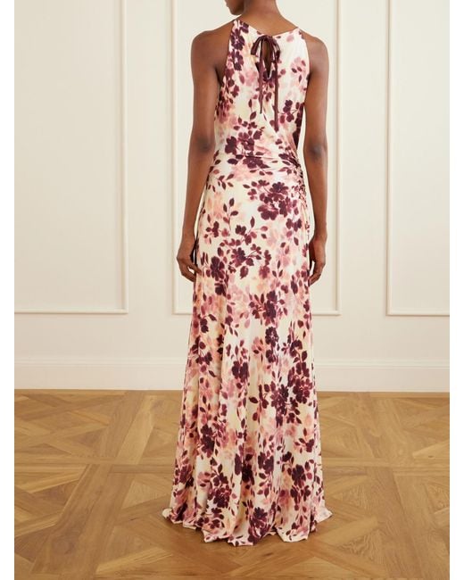 Jonathan Simkhai Pink Cerin Printed Jersey Halterneck Gown