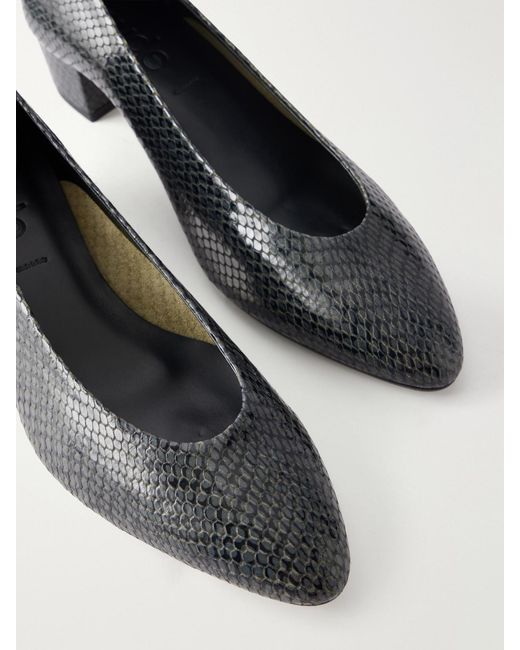 Aeyde Green Helia 35 Snake-Effect Leather Pumps