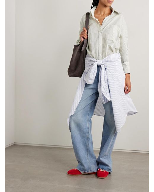 Twp White Big Joe Oversized Striped Cotton-Blend Shirt