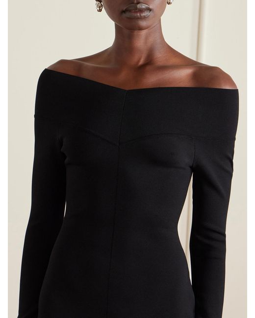 Stella McCartney Black Off-The-Shoulder Knitted Midi Dress
