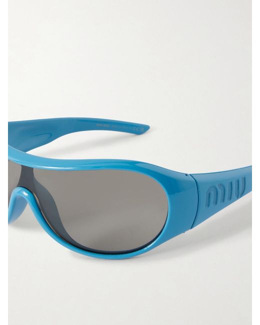 Miu Miu Blue Rounded-Frame Acetate Sunglasses