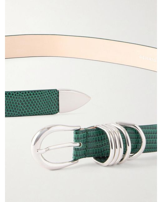 DEHANCHE Green Hollyhock Lizard-Effect Leather Belt