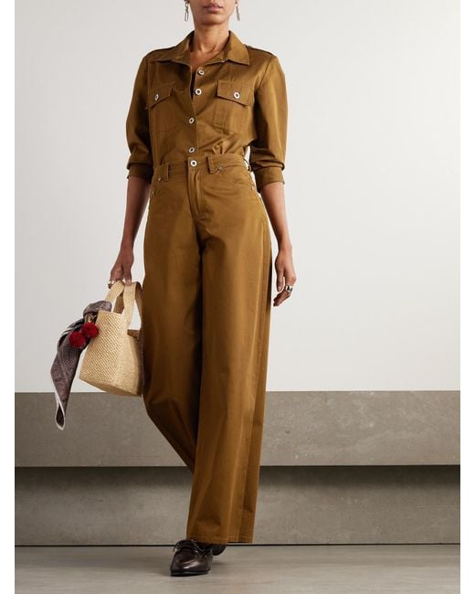 Emporio Sirenuse Natural Nadia Silk-Twill Wide-Leg Pants