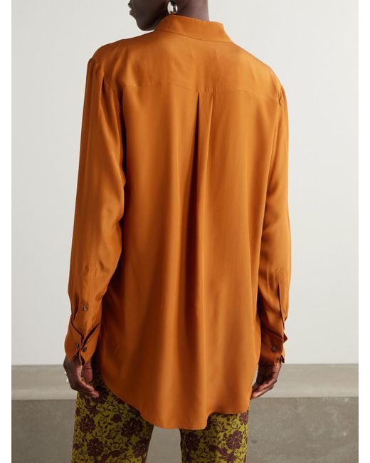 Dries Van Noten Orange Bluse Aus Crêpe De Chine