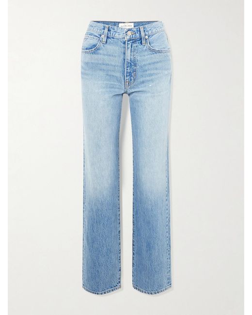 SLVRLAKE Denim Blue Kendra High-Rise Straight-Leg Jeans