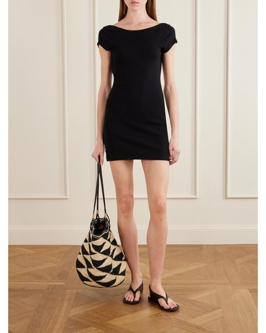 Matteau Black Open-Back Cotton-Jersey Mini Dress