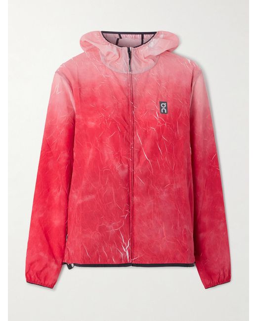 On Shoes Pink Pace Appliquéd Textured-Shell Hooded Jacket