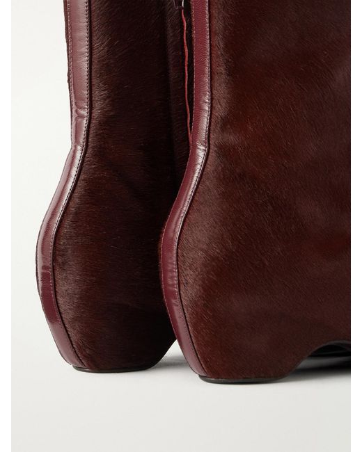 Khaite Brown Sybil Calf Hair Ankle Boots
