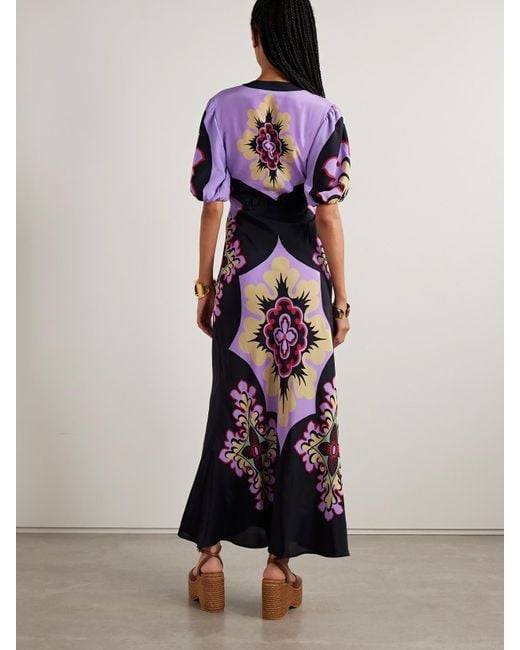 LaDoubleJ White Marlene Printed Silk-Crepe Maxi Dress