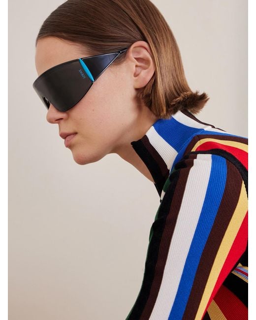 Loewe Gray Speed Shield Mask Metal Sunglasses