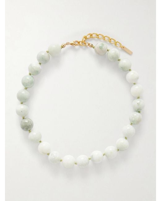 Jennifer Behr White Louisa-Plated Jade Necklace