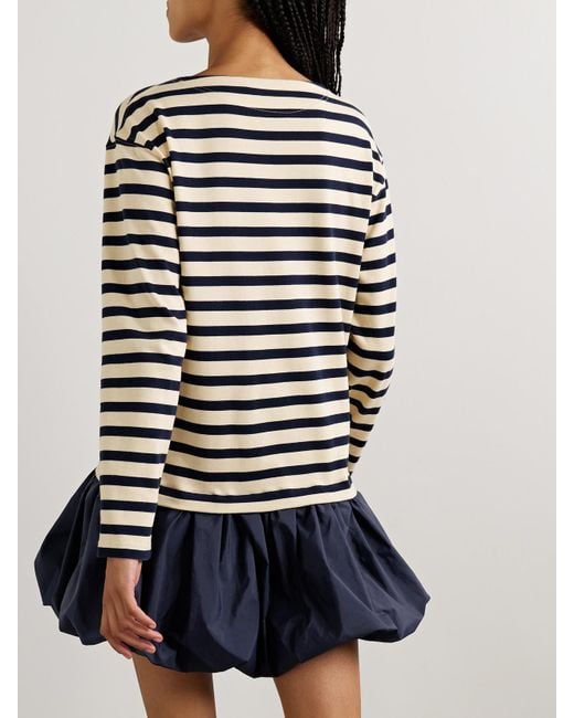 Sea Blue Athena Striped Cotton-Jersey And Gathered Shell Mini Dress